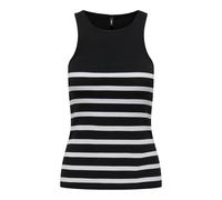 ONLY Women Round Neck Tank Top Without Sleeves Striped Summer Shirt, Color:Negro, Talla:L