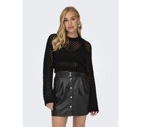 ONLY Women top round neck long sleeve low shoulders short cut regular fit