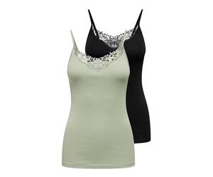 Only Women's Tank Top (Pack de 2), Desert Sage/Pack: Desert Sage/Black, S