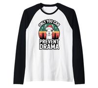 Only You Can Prevent Drama Funny Camping Christmas Llama Camiseta Manga Raglan
