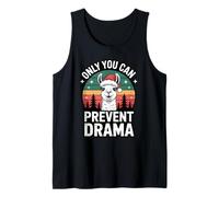 Only You Can Prevent Drama Funny Camping Christmas Llama Camiseta sin Mangas