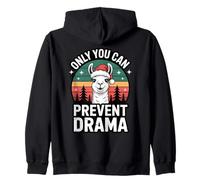 Only You Can Prevent Drama Funny Camping Christmas Llama Sudadera con Capucha