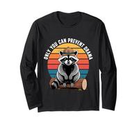 Only You Can Prevent Drama Funny Camping Raccoon Retro Manga Larga