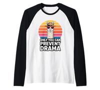 Only You Can Prevent Drama Funny Camping Ranger Llama Camiseta Manga Raglan