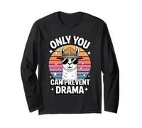 Only You Can Prevent Drama Funny Camping Ranger Llama Manga Larga