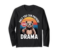Only You Can Prevent Drama Funny Camping Retro Bear Manga Larga