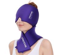 ONLYCARE Juego de gorro de alivio de migraña y paquete de hielo para el cuello, tapa de alivio del dolor de cabeza mejorada y bolsa fría de hombro, compresa caliente y fría, alivio del dolor