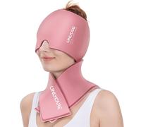 ONLYCARE Juego de gorro de alivio de migraña y paquete de hielo para el cuello, tapa de alivio del dolor de cabeza mejorada y bolsa fría de hombro, compresa caliente y fría, alivio del dolor