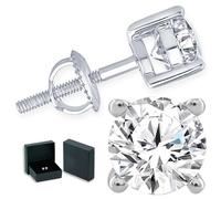ONLYDIAMONDS - Aretes de diamantes en oro blanco de 18 quilates de 0,20 a 1,00 quilates para mujer, aretes brillantes solitarios para ella/él, joyería de diamantes reales de lujo con caja de regalo,