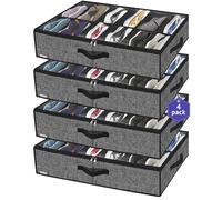 Onlyeasy MXAUBSB4P - Organizador de almacenamiento de zapatos debajo de la cama para armario, paquete de 4 unidades para 12 x 4 pares, bolsas de almacenamiento para zapatos debajo de la cama con pared