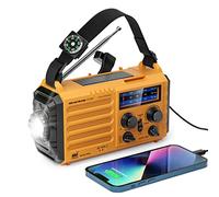OnLyee- Radio meteorológica, radio de emergencia con manivela solar NOAA de 5 vías con NOAA/AM/FM/SW con banco de energía portátil de 18 500 mWh, radio portátil de supervivencia con linterna LED, func