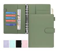 Onlyesh Carpeta Anillas A5, Carpeta a5 de 6 Anillas, Papel Interior No Incluido, con Hebilla Magnética para Oficinas, Hogares y Escuelas (A5-Verde)