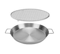 onlyfire Φ44,5 cm Paellera de Acero Inoxidable con Rejilla para Barbacoa | para Asar a la Parrilla, Preparar Paella y Enfriar, para Parrillas de Gas y Carbón, Cocinas y Hornos