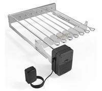 Onlyfire Asador giratorio | Pincho Giratorio con motor y banco de energía para7 pinchos |Acero Inoxidable| 43.3 cm de largo, ancho regulable de 43 a 46.3 cm