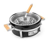 Onlyfire Barbacoa de Carbón de Cerámica Redonda,Parrilla de Mesa Portátil con Rejilla de Acero Inoxidable,Adecuado para Acampar al Aire Libre y Jardín