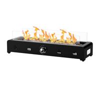 Onlyfire Chimenea de gas propano de 28 pulgadas para exteriores montada en | Chimenea rectangular sin humo para la mayoría de las mesas, con protector de viento de vidrio y roca de lava
