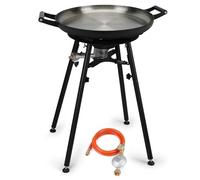 Onlyfire - Juego completo de cocina de propano para paella, juego de paelleras, quemador de gas al aire libre con paellera de 54 cm y base extraíble, regulador de gas DE, con 4 patas y parabrisas,