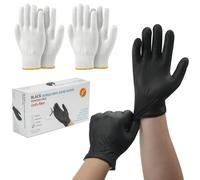 onlyfire Juego de Guantes para Barbacoa, 2 Pares de Guantes de Nailon 800D con 100 Guantes Desechables Negro, Talla Grande para Barbacoa, Pulled Pork, Limpieza del Hogar y Cocina, Guantes Resistentes