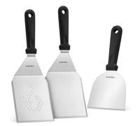 Onlyfire Kit de Espátulas Profesionales para Barbacoas, Espátula para Plancha de Acero Inoxidable, Espátula Perforada para Plancha y Rasqueta, Smash Burger Kit para Asar, Cocinar y Limpiar
