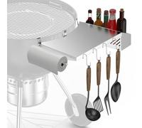 onlyfire Mesa Auxiliar BBQ para Parrillas de Carbón Weber 57cm Master-Touch y Original Kettle, Mesa Auxiliar de Parrilla Mejorada con Portarollos Cocina, Caja de Condimentos y Ganchos