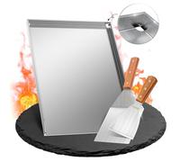 Onlyfire Plancha Barbacoa de Acero Inoxidable con 2 Espátulas BBQ para La Mayoría de Las Barbacoas de Gas y Carbón, Accesorios para Plancha, 40 ×30 × 2.5 cm