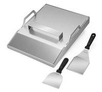 Onlyfire Plancha para Barbacoa 40x30cm de Acero Inoxidable, Plancha Grill con Tapa y 2 Espátulas, Universal, 40x30cm, para Parrillas de Gas y Camping