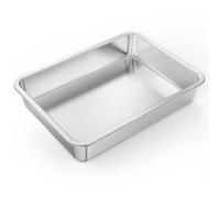 Onlyfire Rustidera de Horno, Bandeja para Horno Acero Inoxidable, Cazuela con Borde Alto, Fuente para Horno para Asar para Pollo, Pavo, Aves de Corral, Verduras, 39,5x29,5x7cm