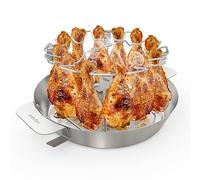 onlyfire Soporte para Muslos de Pollo con Bandeja Recogegotas para Sistema de Barbacoa Weber Gourmet, Soporte para Barbacoa para Parrilla Kettle y Kamado, Capacidad para 12 Muslos o Alas de Pollo