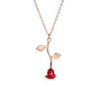 ONLYJUMP Collar de aleación de rosa para mujer, cadena de clavícula, diseño de aceite de goteo, joyería de moda, pieza romántica para uso diario, ocasiones especiales, ideal para el día de San
