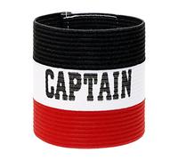 ONLYKXY Brazaletes de capitán de 9 x 30 cm, brazalete ajustable para fútbol, baloncesto, voleibol, escuela, equipo, competición, entrenador, jugadores, muñequera, (negro+blanco+rojo, 1)