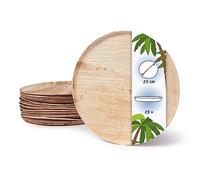 onlyleaf Palmware - Plato Pizza desechable hecho de hojas de palma Vajilla Desechable Fiesta I 25 x plato redondo plano 25 cm con borde I vajilla de hoja de palma biodegradable y compostable