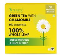 ONLYLEAF - Té verde de manzanilla para aliviar el estrés y dormir bien, hecho con hojas 100% enteras y flores de manzanilla naturales, 52 bolsas de té piramidal (50 bolsas de té + 2 muestras)