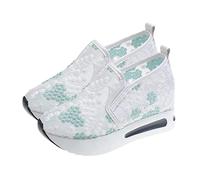 Onlynery Encaje para Mujer - Zapatillas Moda con cuña,Zapatos sin Cordones Zapatos Casuales Malla Encaje Primavera Transpirable