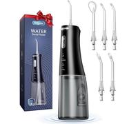 Onlyone Púa de hilo dental de agua para dientes, 300 ml, irrigador oral portátil, recargable, limpiador de riego de viaje, profesional, púas de limpieza eléctrica para limpieza de dientes, IPX7