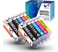 ONLYU PGI 580 XXL CLI 581 XXL Cartucho de Tinta Compatible para Canon 580 para Canon 581 para PIXMA TS6150 TS6151 TR7550 TR8550 TS6250 TS6351 TS6350 TS6251 (2PGBK 2Negro 2Cian 2Magenta 2Amarillo)