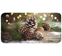 OnlyWow© Alfombra Ducha 120x60 cm Alfombrilla Baño Lavable Tapete WC Bath Mat Non Slip Antideslizante Bathroom Decoracion Shower Conos de Pino - Espíritu navideño - Marrón - Verde