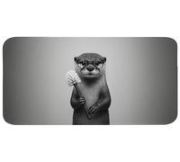 OnlyWow© Alfombra Ducha 120x60 cm Alfombrilla Baño Lavable Tapete WC Bath Mat Non Slip Antideslizante Bathroom Decoracion Shower Otter - Escobillero - Asiento Inodoro - Negro - Blanco