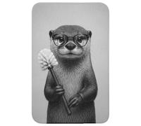 OnlyWow© Alfombra Ducha 50x80 cm Alfombrilla Baño Lavable Tapete WC Bath Mat Non Slip Antideslizante Bathroom Decoracion Shower Otter - Escobillero - Asiento Inodoro - Negro - Blanco