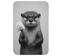 OnlyWow© Alfombra Ducha 60x90 cm Alfombrilla Baño Lavable Tapete WC Bath Mat Non Slip Antideslizante Bathroom Decoracion Shower Otter - Escobillero - Asiento Inodoro - Negro - Blanco