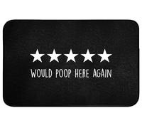 OnlyWow© Alfombra Ducha 80x50 cm Alfombrilla Baño Lavable Tapete WC Bath Mat Non Slip Antideslizante Bathroom Decoracion Shower Citas - Volvería a cagar aquí - Humor - Negro - Proverbio