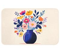 OnlyWow© Alfombra Ducha 80x50 cm Alfombrilla Baño Lavable Tapete WC Bath Mat Non Slip Antideslizante Bathroom Decoracion Shower Jarrón - Flores - Ramo