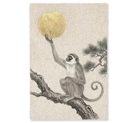 OnlyWow© Alfombra Rectangular 140x200 cm Salon Colores Dormitorio Grandes Carpetes Cuarto Bedroom Antideslizante Absorbente De Sonido Carpete Mono - Luna - Oro