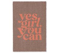 OnlyWow© Alfombra Rectangular 150x230 cm Salon Colores Dormitorio Grandes Carpetes Cuarto Bedroom Antideslizante Absorbente De Sonido Carpete Yes Girl You Can - Naranja - Marrón