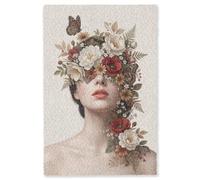 OnlyWow© Alfombra Rectangular 150x230 cm Salon Colores Dormitorio Grandes Carpetes Cuarto Bedroom Antideslizante Absorbente De Sonido Carpete Retrato - Flores - Cremé