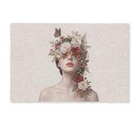 OnlyWow© Alfombra Rectangular 230x150 cm Salon Colores Dormitorio Grandes Carpetes Cuarto Bedroom Antideslizante Absorbente De Sonido Carpete Retrato - Flores - Cremé
