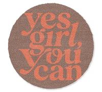OnlyWow© Alfombra Redondo 120x120 cm Salon Colores Dormitorio Grandes Carpetes Cuarto Bedroom Antideslizante Absorbente De Sonido Carpete Yes Girl You Can - Naranja - Marrón