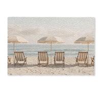 OnlyWow© Alfombra Salon Rectangular 120x80 cm Redondas Rugs For Living Room Grande Pelo Corto Comedor Alfombrilla XXL Absorbente De Sonido Playa - Sillas - Sombrilla