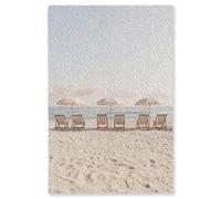 OnlyWow© Alfombra Salon Rectangular 140x200 cm Redondas Rugs For Living Room Grande Pelo Corto Comedor Alfombrilla XXL Absorbente De Sonido Playa - Sillas - Sombrilla