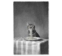 OnlyWow© Alfombra Salon Rectangular 140x200 cm Redondas Rugs For Living Room Grande Pelo Corto Comedor Alfombrilla XXL Absorbente De Sonido Bengala - Gato - Mantel - Negro - Blanco - Animal