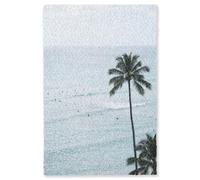 OnlyWow© Alfombra Salon Rectangular 150x230 cm Redondas Rugs For Living Room Grande Pelo Corto Comedor Alfombrilla XXL Absorbente De Sonido Océano - Palmeras - Surfistas